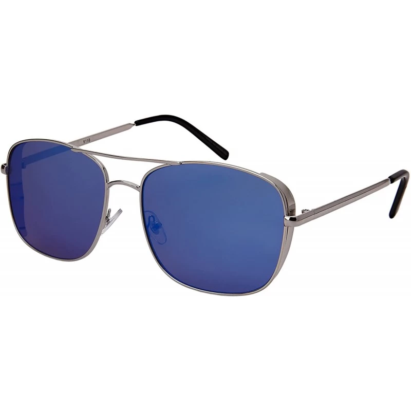 Aviator Classic Aviator Style Metal Frame Flat Full Mirror Lens Men Women W/Fiber Case 5116-FLREV - CC187C6IOXT $9.80