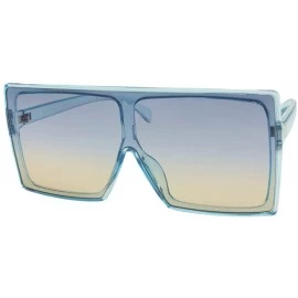 Square Alva - Square Oversized Sunglasses Flat Top - Blue - CC196WK357G $23.43