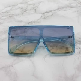 Square Alva - Square Oversized Sunglasses Flat Top - Blue - CC196WK357G $15.08