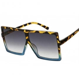 Square Oversized Square Sunglasses for Women Men Flat Top Shades Sunglasses - Leopard Blue Frame-grey - C3199R0W3OX $11.64