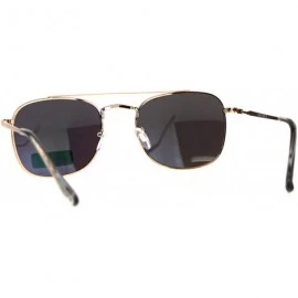 Rectangular Mens Luxury Mirror Lens Rectangular Pilots Metal Rim Sunglasses - Gold Teal - C518CAZZT5Q $12.41