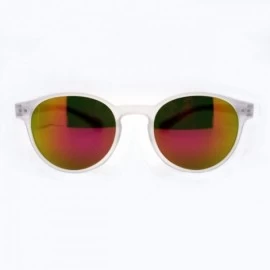 Round Multicolor Mirror Lens Round Horn Rim Fashion Sunglasses Thin Light Frame - Purple - CM11W8F1DHL $11.08