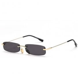 Square Retro Rimless Sunglasses Square Men Tinted Color Small Sun Glasses for Women Uv400 - Gold With Black - C61974TI5TO $12.71