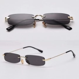 Square Retro Rimless Sunglasses Square Men Tinted Color Small Sun Glasses for Women Uv400 - Gold With Black - C61974TI5TO $12.71