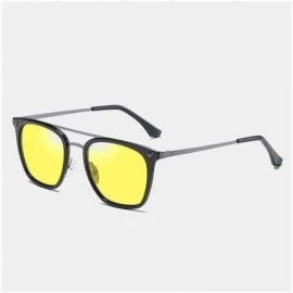 Square Flat Top Square Polarized Sunglasses for Men and Women UV400 - C2 Black Yellow - C2198KHU695 $25.85
