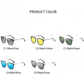 Square Flat Top Square Polarized Sunglasses for Men and Women UV400 - C2 Black Yellow - C2198KHU695 $10.07
