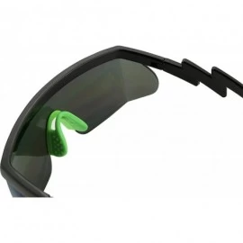 Wrap Rimless Mirrored Performance Sunglasses - Black Frame With Green Nose Pads - CO197HIN3RN $9.80