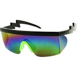 Wrap Rimless Mirrored Performance Sunglasses - Black Frame With Green Nose Pads - CO197HIN3RN $9.80