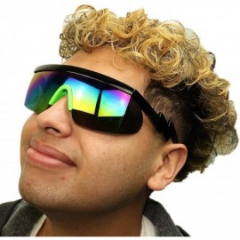 Wrap Rimless Mirrored Performance Sunglasses - Black Frame With Green Nose Pads - CO197HIN3RN $9.80