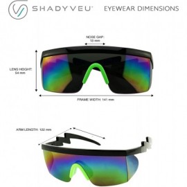 Wrap Rimless Mirrored Performance Sunglasses - Black Frame With Green Nose Pads - CO197HIN3RN $26.87
