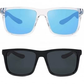 Square 2 Pack Square Polarized Sunglasses for Women Oversize Mirrored Lens with UV Protection Driving Sun glasses - CF19C4KST...