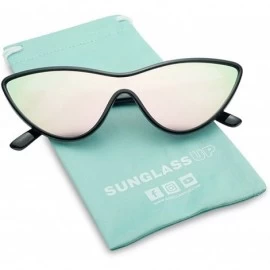Goggle Full Futuristic Mono Lens Cat Eye Shield One Piece Colorful Mirror Goggle Sun Glasses - CO18CU4IKNH $20.77