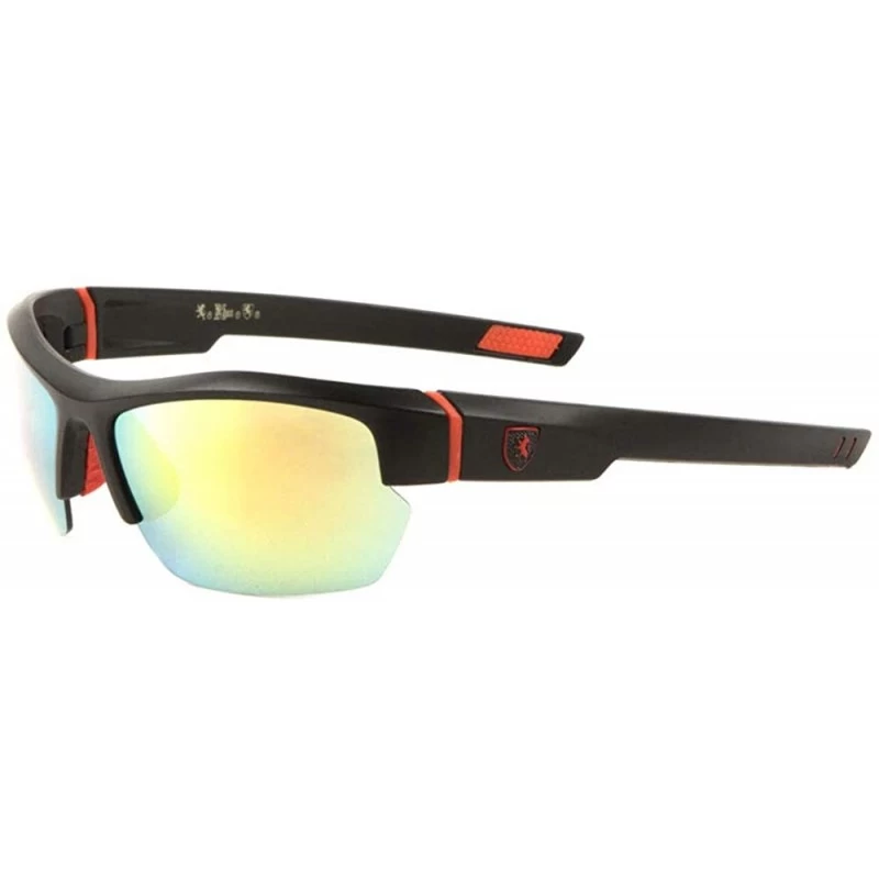 Sport Rimless Curved Frame Sports Sunglasses - Yellow Red - CA199DREA23 $16.18