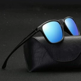 Aviator Mens Polarized Sunglasses Women Fashion Sun Glasses Blue As Picture - Bright Black - CK18YZWC4GG $9.68