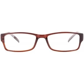 Square Unisex Full Translucent Beautiful Colors Spring Temple Fashion Clear Lens Glasses - Brown - CC11G6GSVZP $9.96