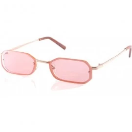 Oval Retro Rimless Tinted Flat Lens Heptagon Rectangle Sunglasses A245 A246 - (Tinted) Pink - C418L8XASO8 $14.65