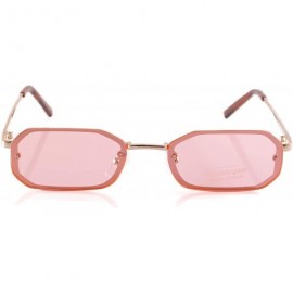 Oval Retro Rimless Tinted Flat Lens Heptagon Rectangle Sunglasses A245 A246 - (Tinted) Pink - C418L8XASO8 $14.65