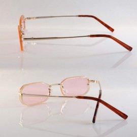 Oval Retro Rimless Tinted Flat Lens Heptagon Rectangle Sunglasses A245 A246 - (Tinted) Pink - C418L8XASO8 $14.65