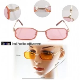 Oval Retro Rimless Tinted Flat Lens Heptagon Rectangle Sunglasses A245 A246 - (Tinted) Pink - C418L8XASO8 $14.65