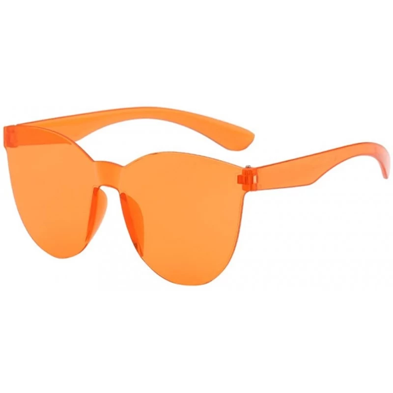 Round Colorful One Piece Transparent Sunglasses Unisex Retro Round Rimless Tinted Candy Color Eyewear - CL199GSD68A $9.53