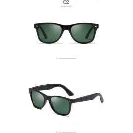 Rectangular Polarized Sunglasses for Men and Women Matte Finish Sun glasses Color Mirror Lens 100% UV Blocking - Dark Green -...