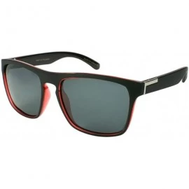 Square Two Tone Square Plastic Sunglasses w/Polarized Lens 540825TT-P - Clear Red Matte Black - C012NTHGUTX $21.59