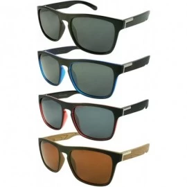 Square Two Tone Square Plastic Sunglasses w/Polarized Lens 540825TT-P - Clear Red Matte Black - C012NTHGUTX $9.47