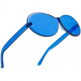 Oval One Piece Rimless Sunglasses Retro Oval Clout Frame Candy Color Fun Glasses Transparent Colorful Tinted Eyewear - CL18KQ...