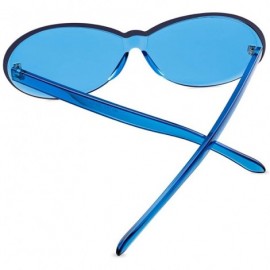 Oval One Piece Rimless Sunglasses Retro Oval Clout Frame Candy Color Fun Glasses Transparent Colorful Tinted Eyewear - CL18KQ...