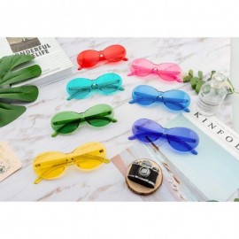 Oval One Piece Rimless Sunglasses Retro Oval Clout Frame Candy Color Fun Glasses Transparent Colorful Tinted Eyewear - CL18KQ...