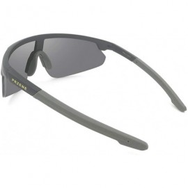 Semi-rimless Unisex Sports Sunglasses Skiing Hiking PR004 - Black - CL18AQS6YUG $11.86