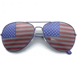 Aviator American Flag Aviator Sunglasses Glasses - Blue - C511AC0WFJD $11.63