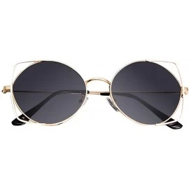 Cat Eye Glasses for Women - Tigivemen Cat Eye Mirrored Flat Lenses Metal Frame Multicolor Sunglasses - Pink - CA18RLT7RNX $10.68