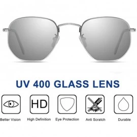 Oval Small Square Polarized Sunglasses for Men and Women Polygon Mirrored Lens Sun Glasses - CF18N6MH4AI $11.77