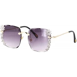 Square Sparkling Crystal Sunglasses UV Protection Rhinestone Sunglasses - Black Wave - CY190L63EQH $32.52