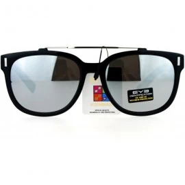 Wayfarer Retro Metal Flat Top Bridge Horn Rim Horned Sunglasses - Black Mirror - CI12EMGGWNX $13.33