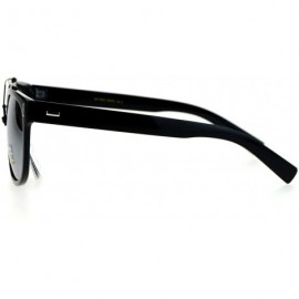 Wayfarer Retro Metal Flat Top Bridge Horn Rim Horned Sunglasses - Black Mirror - CI12EMGGWNX $13.33