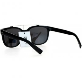Wayfarer Retro Metal Flat Top Bridge Horn Rim Horned Sunglasses - Black Mirror - CI12EMGGWNX $13.33