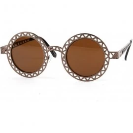 Round Vintage Unique Design Metal Round Funky Sunglasses P2207 - Bronze-brown Lens - CA126SOXQLD $16.54