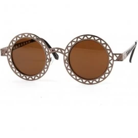 Round Vintage Unique Design Metal Round Funky Sunglasses P2207 - Bronze-brown Lens - CA126SOXQLD $28.95