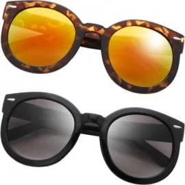 Oversized Women's Designer Inspired Oversized Round Circle Sunglasses Retro Fashion Style - 25-black & Tortoise - CV18OTG63RQ...