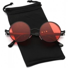 Round Metal Steampunk John Lennon Vintage Clear Round Sunglasses DSR007 - Black Frame/Red Lens - C7188HA5LKG $10.79