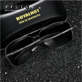 Sport Polarized Sunglasses for Mens Classic Square Lens Alloy Frame for Driving Fishing Golf UV400 Protection - C518AAEC9KG $...