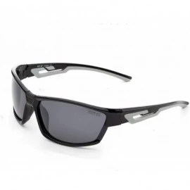 Sport Polarized Sports Sunglasses for Baseball Running Cycling Fishing Golf - Black Frame Grey Lenses - CN18E7M5SEY $21.12
