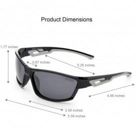 Sport Polarized Sports Sunglasses for Baseball Running Cycling Fishing Golf - Black Frame Grey Lenses - CN18E7M5SEY $12.07