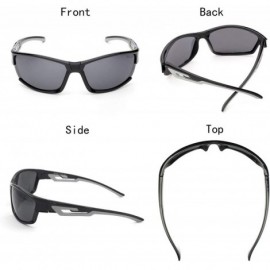 Sport Polarized Sports Sunglasses for Baseball Running Cycling Fishing Golf - Black Frame Grey Lenses - CN18E7M5SEY $12.07