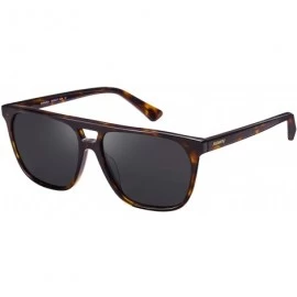 Square Polarized Sunglasses for Men Driving Classic Rectangular Acetate Frame - Tortoise Frame Grey Lens - CT18RC3WZH6 $22.96