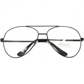 Aviator Vintage Aviator Eyeglasses Metal Frames Clear Lens Glasses Non-prescription - Black 76041 - CQ18LY3W28R $25.58
