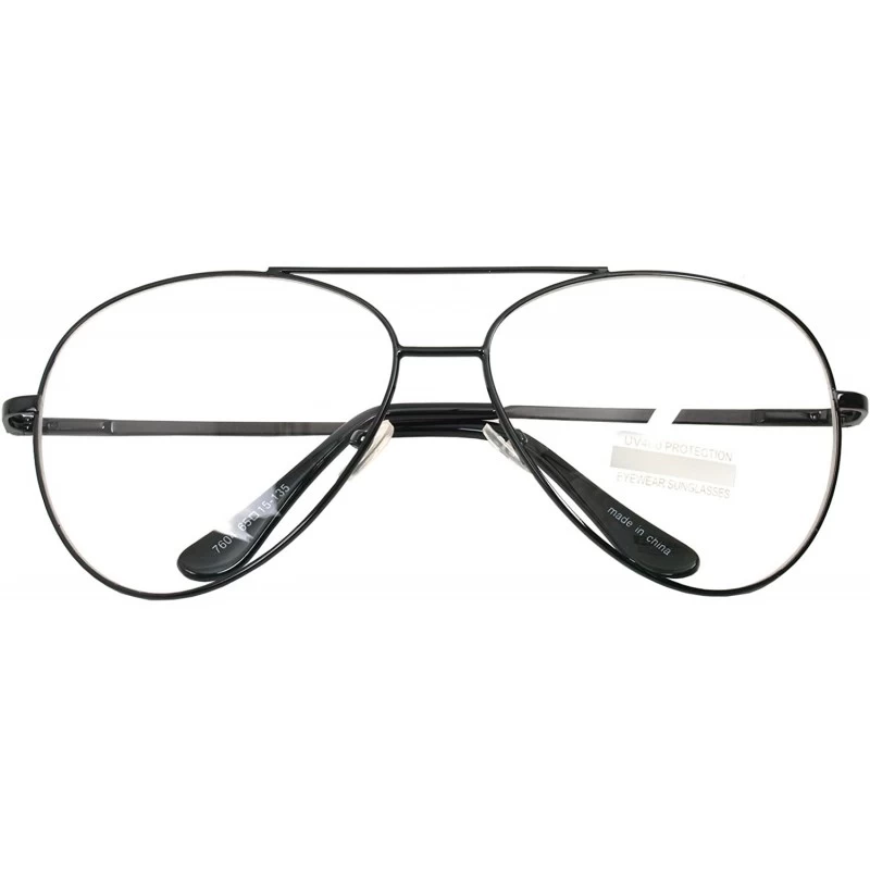 Aviator Vintage Aviator Eyeglasses Metal Frames Clear Lens Glasses Non-prescription - Black 76041 - CQ18LY3W28R $24.89