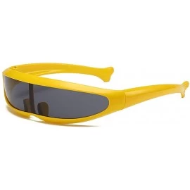 Shield Futuristic Cyclops Sunglasses One Lens For Cosplay Narrow Party Favor Shield Wrap Glasses Technological - Yellow - CR1...
